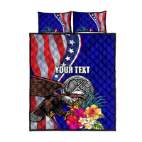 Personalised American Samoa and United States Quilt Bed Set Bald Eagle and Seal Hibiscus Polynesian Pattern LT03 - Polynesian Pride