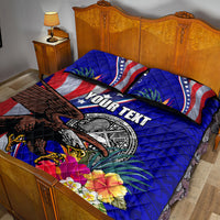 Personalised American Samoa and United States Quilt Bed Set Bald Eagle and Seal Hibiscus Polynesian Pattern LT03 - Polynesian Pride