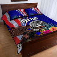 Personalised American Samoa and United States Quilt Bed Set Bald Eagle and Seal Hibiscus Polynesian Pattern LT03 - Polynesian Pride
