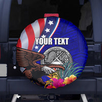 Personalised American Samoa and United States Spare Tire Cover Bald Eagle and Seal Hibiscus Polynesian Pattern LT03 - Polynesian Pride
