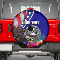 Personalised American Samoa and United States Spare Tire Cover Bald Eagle and Seal Hibiscus Polynesian Pattern LT03 - Polynesian Pride