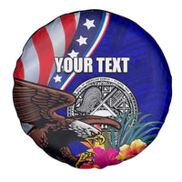 Personalised American Samoa and United States Spare Tire Cover Bald Eagle and Seal Hibiscus Polynesian Pattern LT03 - Polynesian Pride