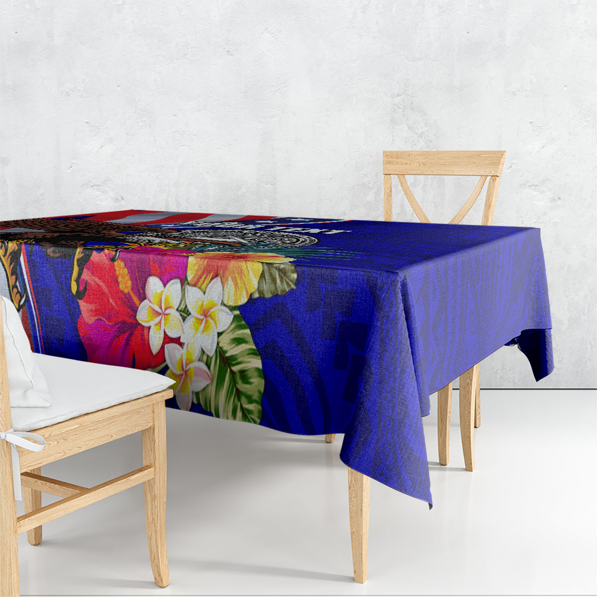 Personalised American Samoa and United States Tablecloth Bald Eagle and Seal Hibiscus Polynesian Pattern LT03 - Polynesian Pride