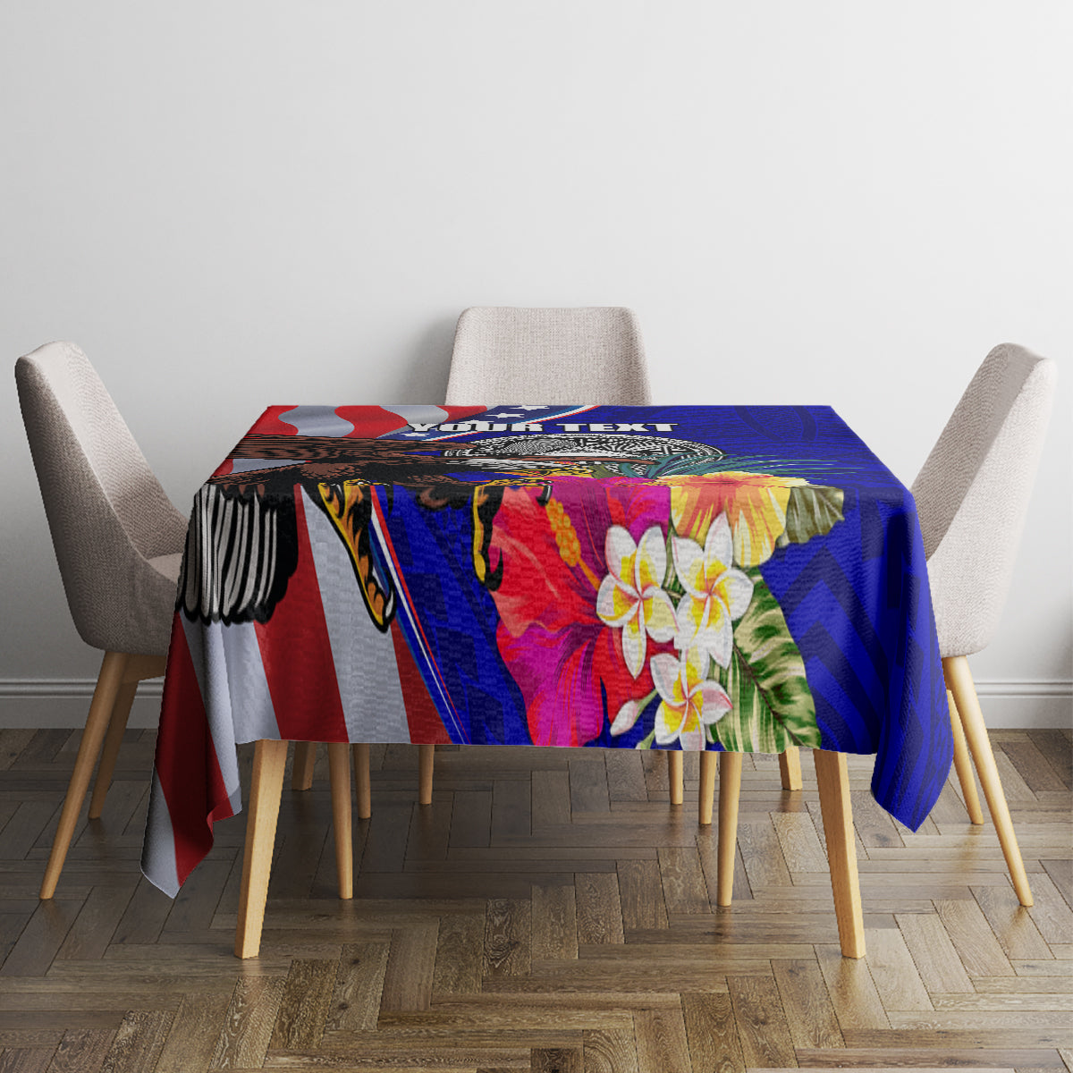 Personalised American Samoa and United States Tablecloth Bald Eagle and Seal Hibiscus Polynesian Pattern LT03 - Polynesian Pride