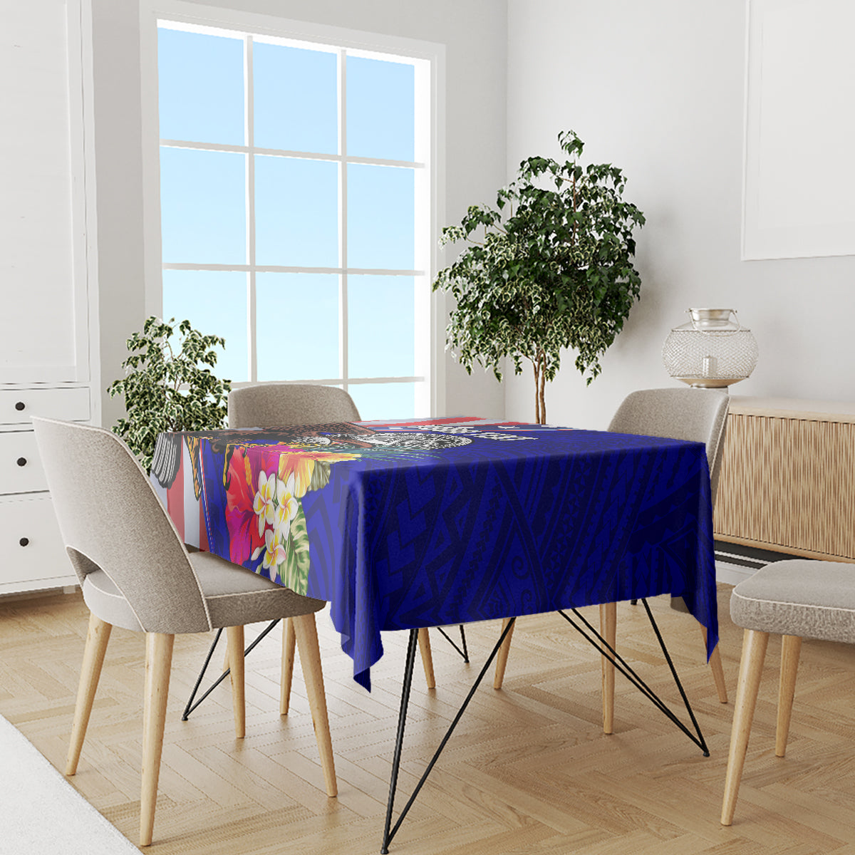 Personalised American Samoa and United States Tablecloth Bald Eagle and Seal Hibiscus Polynesian Pattern LT03 - Polynesian Pride