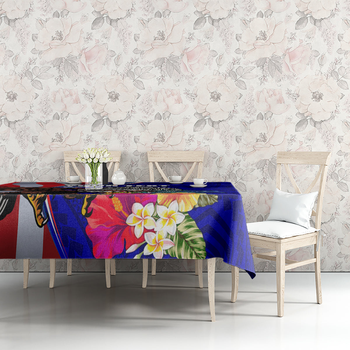 Personalised American Samoa and United States Tablecloth Bald Eagle and Seal Hibiscus Polynesian Pattern LT03 - Polynesian Pride