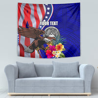 Personalised American Samoa and United States Tapestry Bald Eagle and Seal Hibiscus Polynesian Pattern LT03 - Polynesian Pride