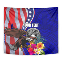 Personalised American Samoa and United States Tapestry Bald Eagle and Seal Hibiscus Polynesian Pattern LT03 - Polynesian Pride