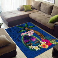 Guam Liberation Day 80th Anniversary Area Rug Palm Tree and Seal Artwork Hibiscus Polynesian Pattern LT03 - Polynesian Pride