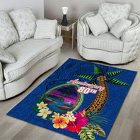 Guam Liberation Day 80th Anniversary Area Rug Palm Tree and Seal Artwork Hibiscus Polynesian Pattern LT03 - Polynesian Pride