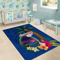 Guam Liberation Day 80th Anniversary Area Rug Palm Tree and Seal Artwork Hibiscus Polynesian Pattern LT03 - Polynesian Pride