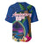 Guam Liberation Day 80th Anniversary Baseball Jersey Palm Tree and Seal Artwork Hibiscus Polynesian Pattern