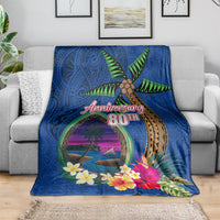 Guam Liberation Day 80th Anniversary Blanket Palm Tree and Seal Artwork Hibiscus Polynesian Pattern LT03 - Polynesian Pride