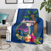Guam Liberation Day 80th Anniversary Blanket Palm Tree and Seal Artwork Hibiscus Polynesian Pattern LT03 - Polynesian Pride