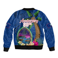 Guam Liberation Day 80th Anniversary Bomber Jacket Palm Tree and Seal Artwork Hibiscus Polynesian Pattern LT03 - Polynesian Pride