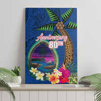 Guam Liberation Day 80th Anniversary Canvas Wall Art Palm Tree and Seal Artwork Hibiscus Polynesian Pattern LT03 - Polynesian Pride