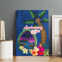 Guam Liberation Day 80th Anniversary Canvas Wall Art Palm Tree and Seal Artwork Hibiscus Polynesian Pattern LT03 - Polynesian Pride