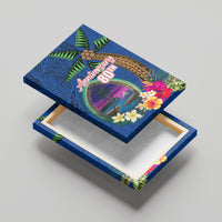 Guam Liberation Day 80th Anniversary Canvas Wall Art Palm Tree and Seal Artwork Hibiscus Polynesian Pattern LT03 - Polynesian Pride