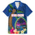 Guam Liberation Day 80th Anniversary Family Matching Off Shoulder Maxi Dress and Hawaiian Shirt Palm Tree and Seal Artwork Hibiscus Polynesian Pattern