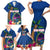 Guam Liberation Day 80th Anniversary Family Matching Short Sleeve Bodycon Dress and Hawaiian Shirt Palm Tree and Seal Artwork Hibiscus Polynesian Pattern