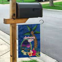 Guam Liberation Day 80th Anniversary Garden Flag Palm Tree and Seal Artwork Hibiscus Polynesian Pattern LT03 - Polynesian Pride