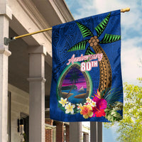 Guam Liberation Day 80th Anniversary Garden Flag Palm Tree and Seal Artwork Hibiscus Polynesian Pattern LT03 House Flag Blue - Polynesian Pride