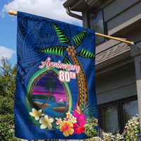 Guam Liberation Day 80th Anniversary Garden Flag Palm Tree and Seal Artwork Hibiscus Polynesian Pattern LT03 - Polynesian Pride