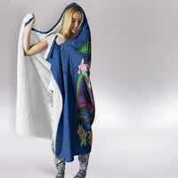 Guam Liberation Day 80th Anniversary Hooded Blanket Palm Tree and Seal Artwork Hibiscus Polynesian Pattern LT03 - Polynesian Pride