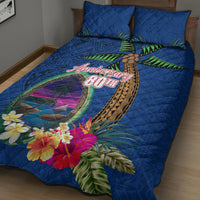 Guam Liberation Day 80th Anniversary Quilt Bed Set Palm Tree and Seal Artwork Hibiscus Polynesian Pattern LT03 - Polynesian Pride