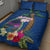 Guam Liberation Day 80th Anniversary Quilt Bed Set Palm Tree and Seal Artwork Hibiscus Polynesian Pattern