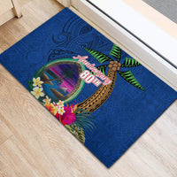 Guam Liberation Day 80th Anniversary Rubber Doormat Palm Tree and Seal Artwork Hibiscus Polynesian Pattern LT03 - Polynesian Pride