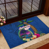 Guam Liberation Day 80th Anniversary Rubber Doormat Palm Tree and Seal Artwork Hibiscus Polynesian Pattern LT03 - Polynesian Pride