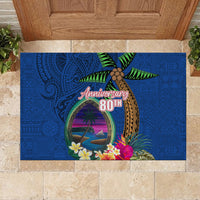 Guam Liberation Day 80th Anniversary Rubber Doormat Palm Tree and Seal Artwork Hibiscus Polynesian Pattern LT03 - Polynesian Pride