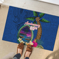 Guam Liberation Day 80th Anniversary Rubber Doormat Palm Tree and Seal Artwork Hibiscus Polynesian Pattern LT03 - Polynesian Pride