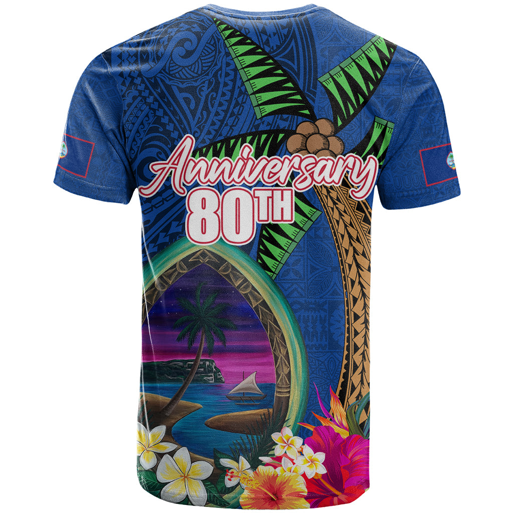 Guam Liberation Day 80th Anniversary T Shirt Palm Tree and Seal Artwork Hibiscus Polynesian Pattern LT03 - Polynesian Pride