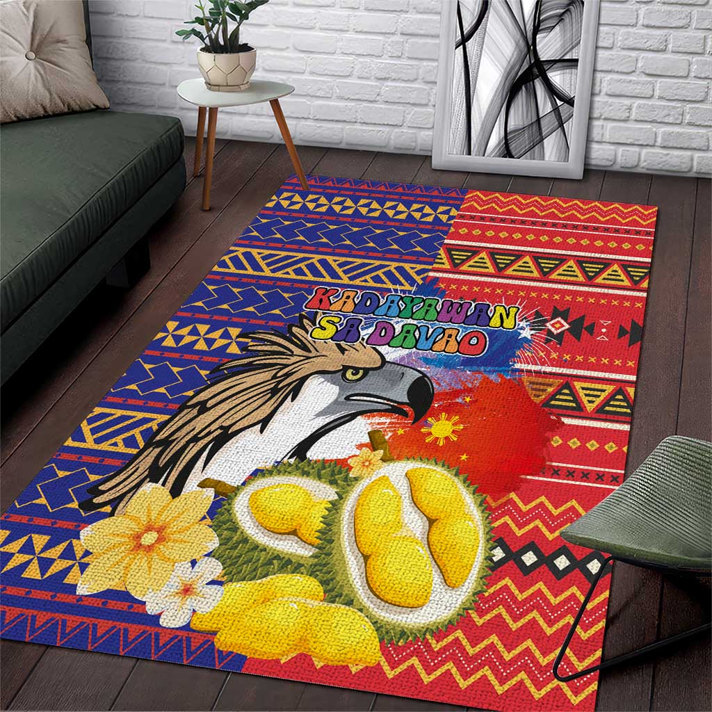 Philippines Kadayawan Area Rug Filipino Eagle Durian with Polynesian and Igorots Pattern LT03 Red - Polynesian Pride