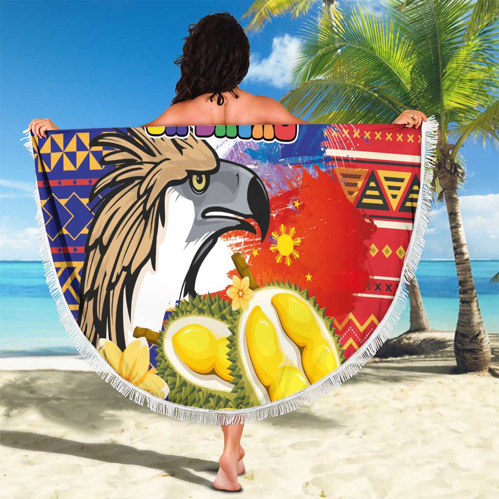 Philippines Kadayawan Beach Blanket Filipino Eagle Durian with Polynesian and Igorots Pattern LT03 - Polynesian Pride