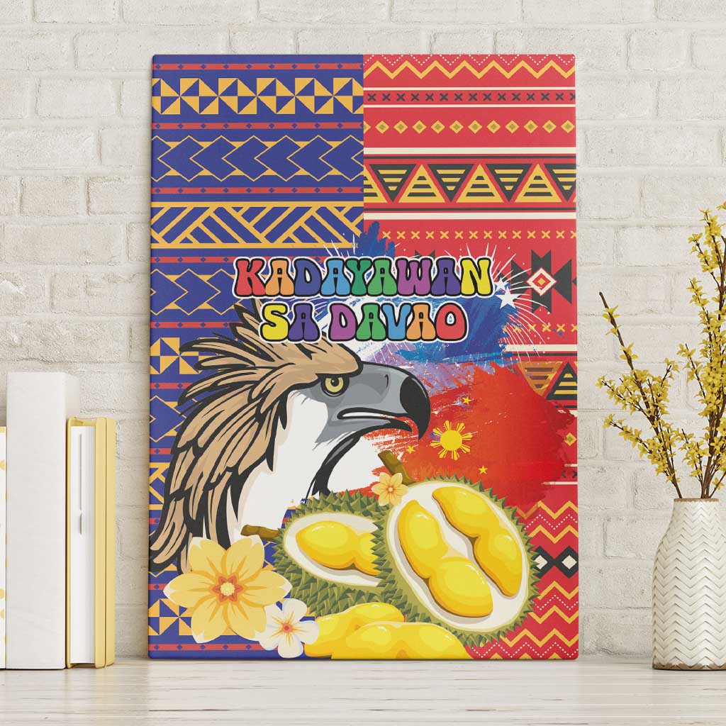 Philippines Kadayawan Canvas Wall Art Filipino Eagle Durian with Polynesian and Igorots Pattern LT03 Without Frame Red - Polynesian Pride