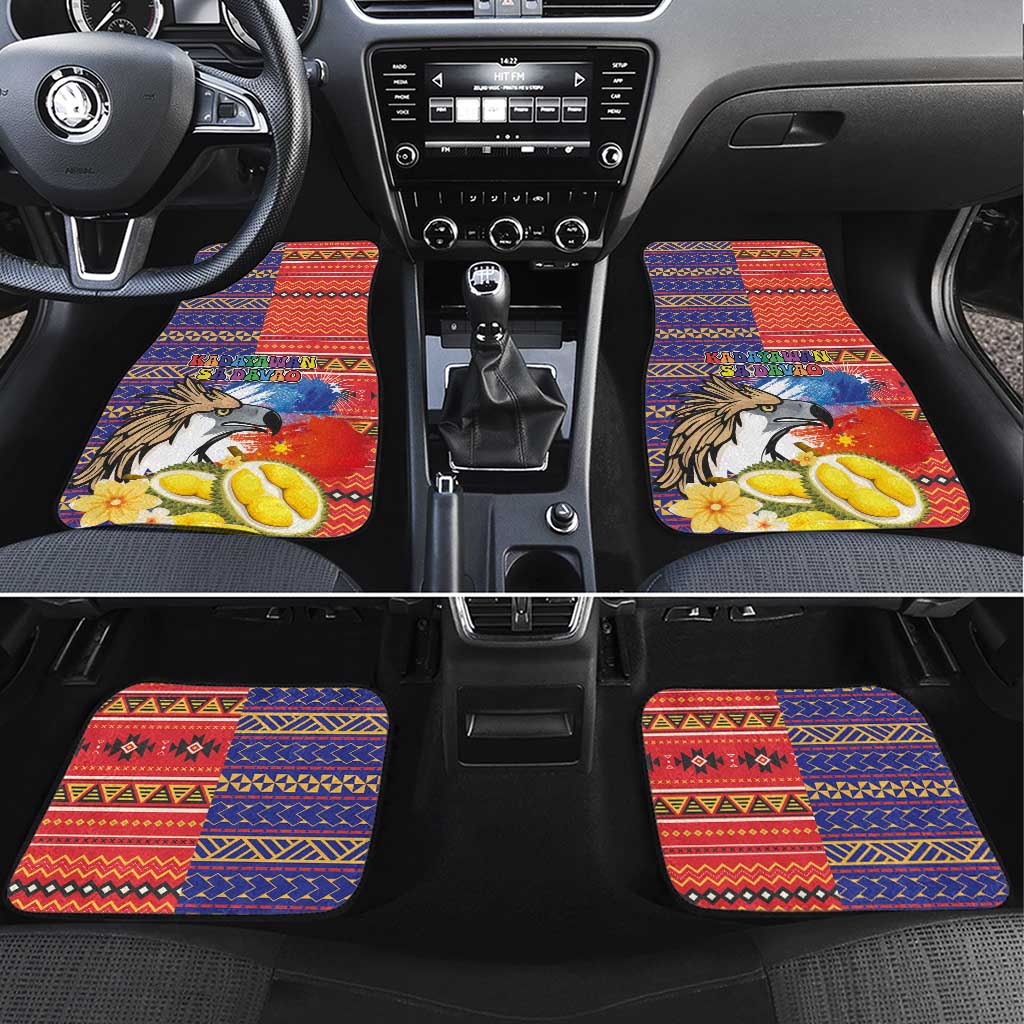 Philippines Kadayawan Car Mats Filipino Eagle Durian with Polynesian and Igorots Pattern LT03 Set 4pcs Red - Polynesian Pride