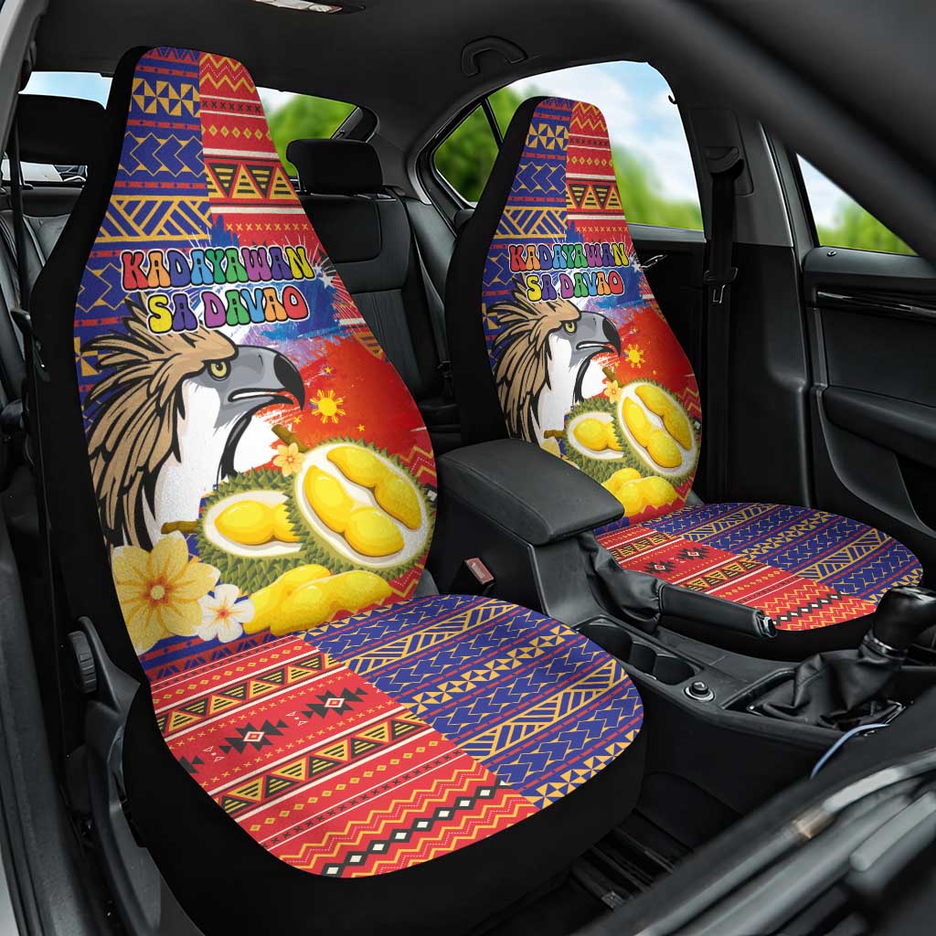 Philippines Kadayawan Car Seat Cover Filipino Eagle Durian with Polynesian and Igorots Pattern LT03 One Size Red - Polynesian Pride