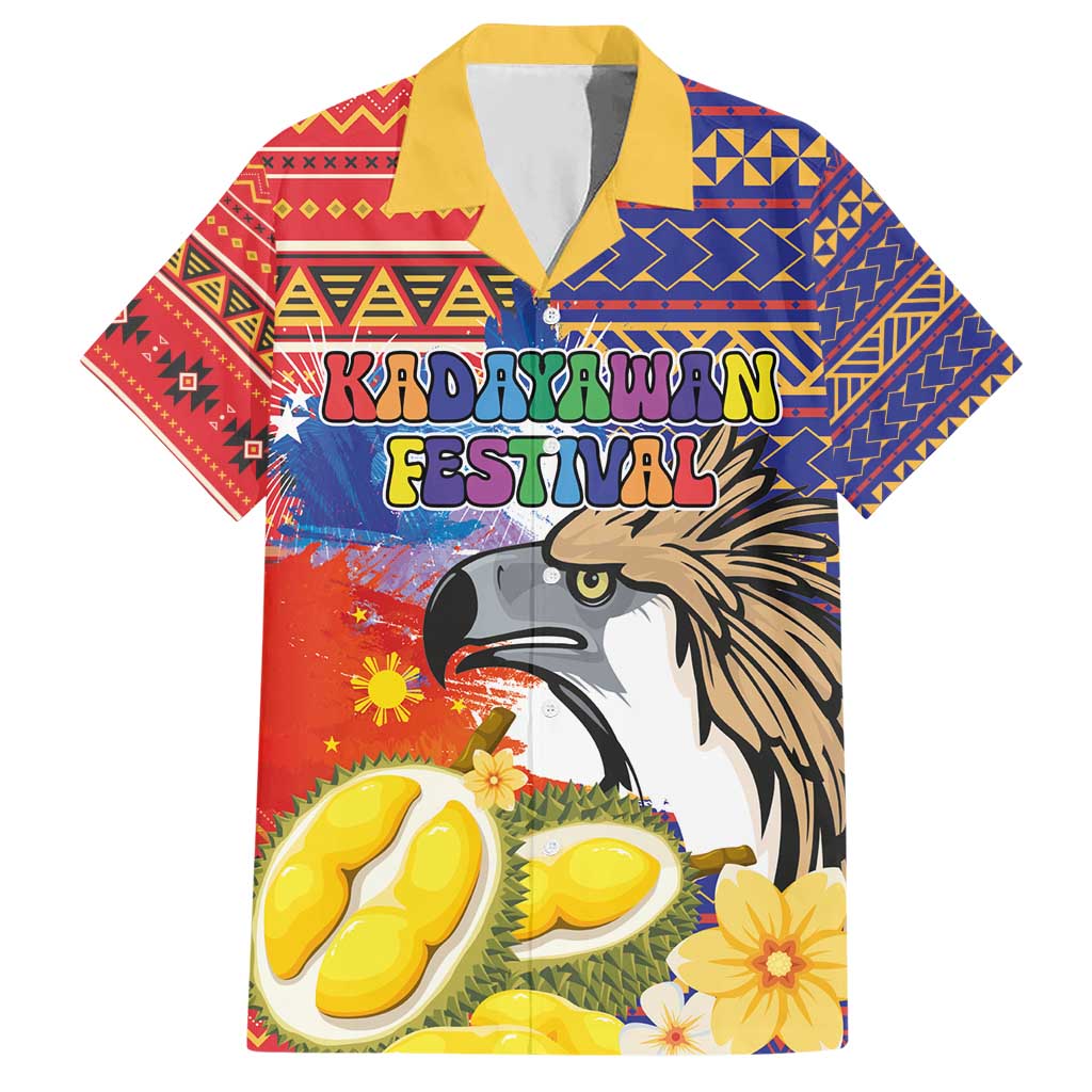 Philippines Kadayawan Hawaiian Shirt Filipino Eagle Durian with Polynesian and Igorots Pattern LT03 Red - Polynesian Pride