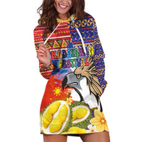 Philippines Kadayawan Hoodie Dress Filipino Eagle Durian with Polynesian and Igorots Pattern LT03 Red - Polynesian Pride