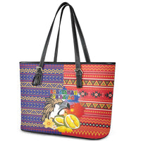 Philippines Kadayawan Leather Tote Bag Filipino Eagle Durian with Polynesian and Igorots Pattern LT03 - Polynesian Pride
