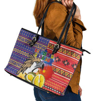 Philippines Kadayawan Leather Tote Bag Filipino Eagle Durian with Polynesian and Igorots Pattern LT03 - Polynesian Pride