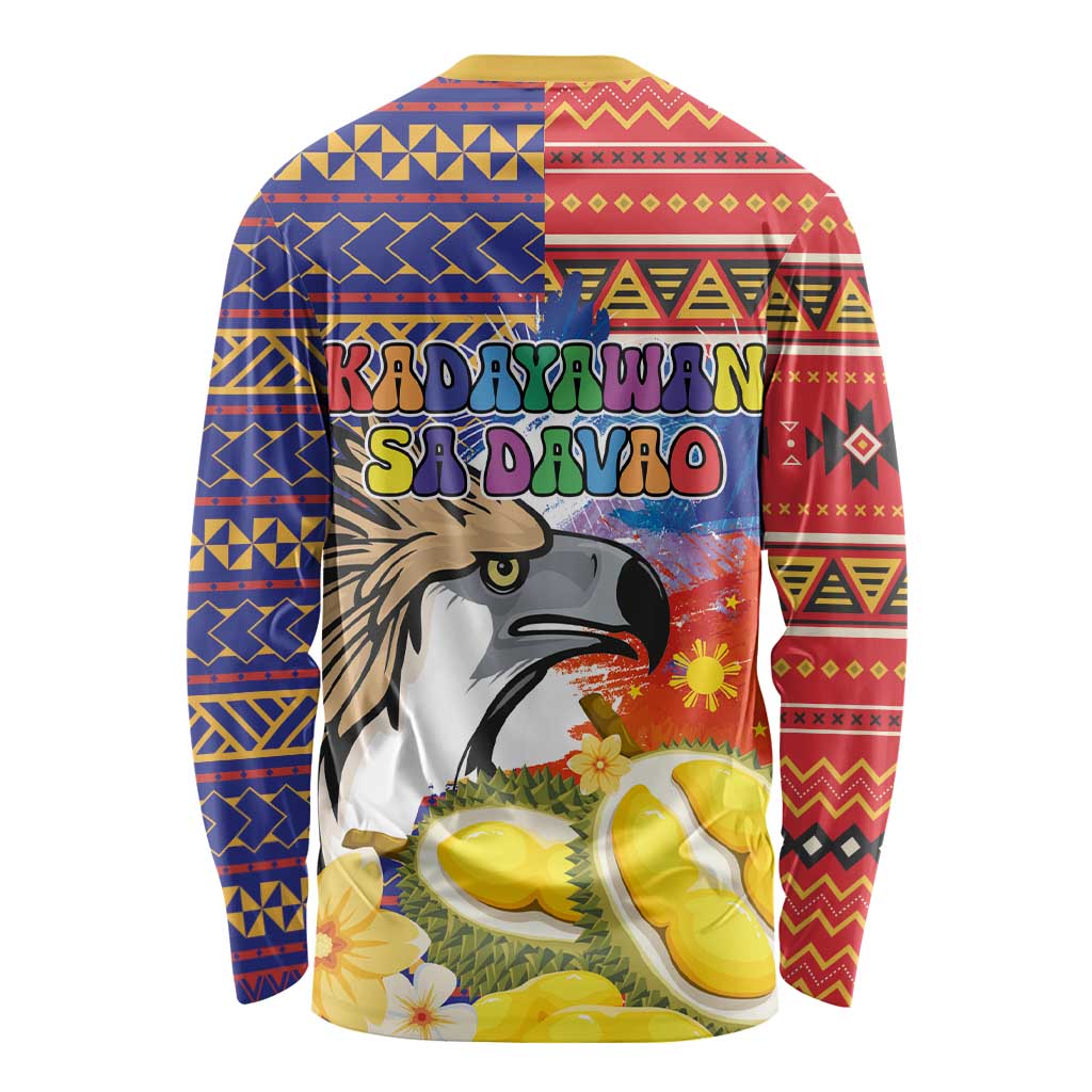 Philippines Kadayawan Long Sleeve Shirt Filipino Eagle Durian with Polynesian and Igorots Pattern LT03 - Polynesian Pride