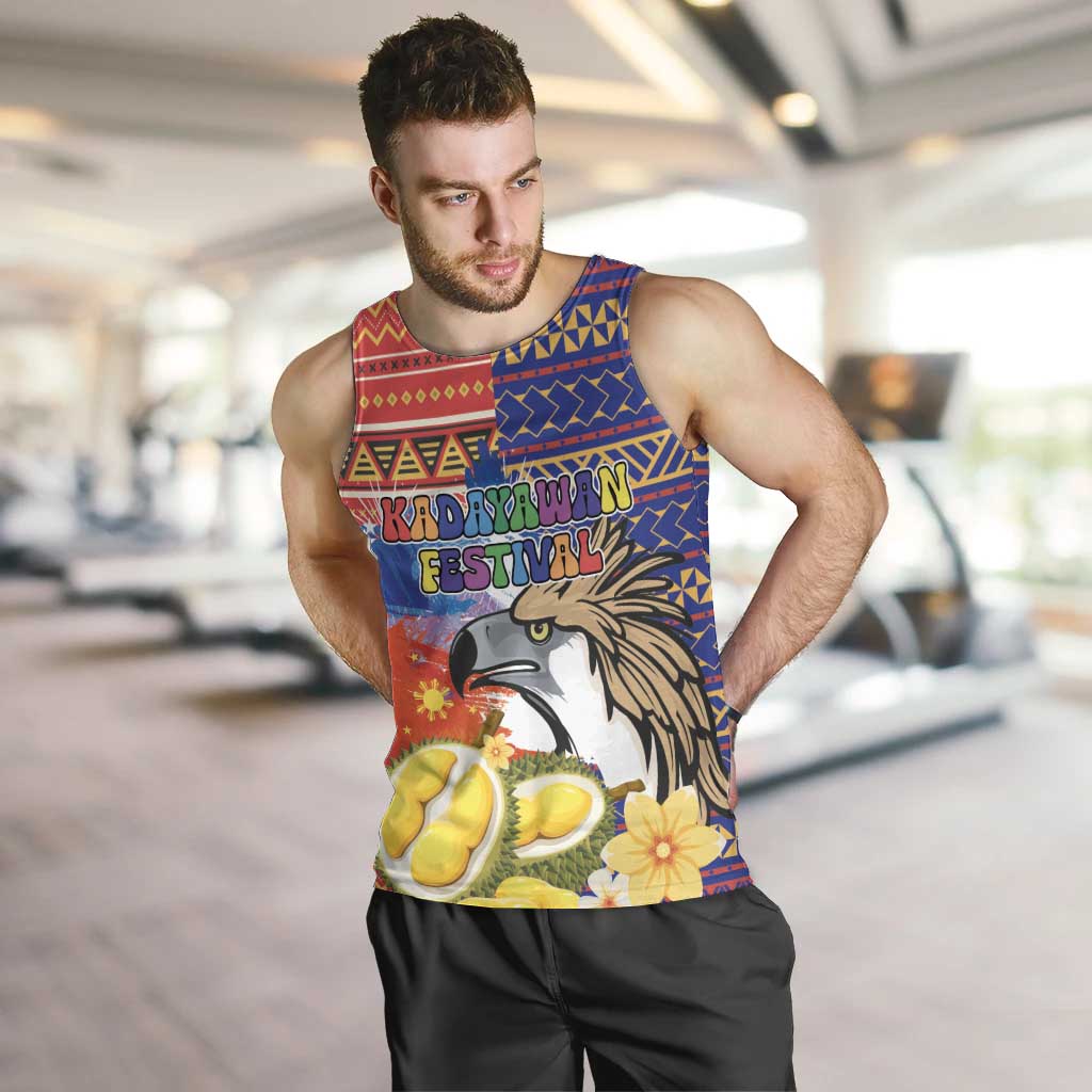 Philippines Kadayawan Men Tank Top Filipino Eagle Durian with Polynesian and Igorots Pattern LT03 Red - Polynesian Pride