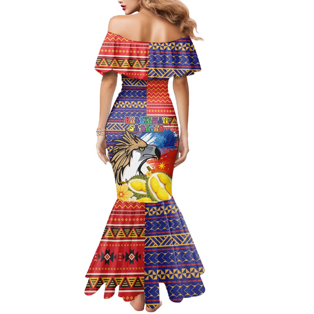 Philippines Kadayawan Mermaid Dress Filipino Eagle Durian with Polynesian and Igorots Pattern LT03 - Polynesian Pride