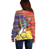 Philippines Kadayawan Off Shoulder Sweater Filipino Eagle Durian with Polynesian and Igorots Pattern LT03 - Polynesian Pride