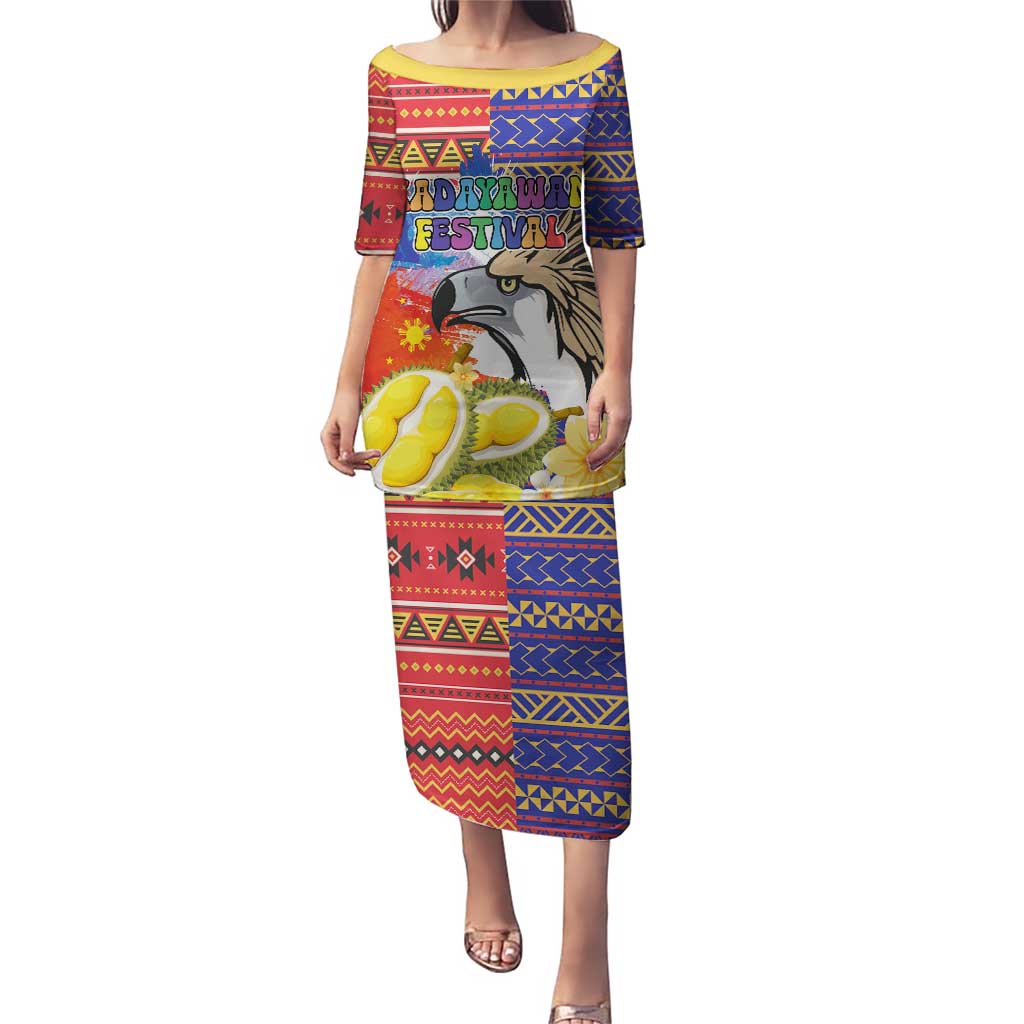 Philippines Kadayawan Puletasi Filipino Eagle Durian with Polynesian and Igorots Pattern LT03 Long Dress Red - Polynesian Pride