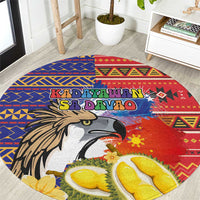 Philippines Kadayawan Round Carpet Filipino Eagle Durian with Polynesian and Igorots Pattern LT03 Red - Polynesian Pride
